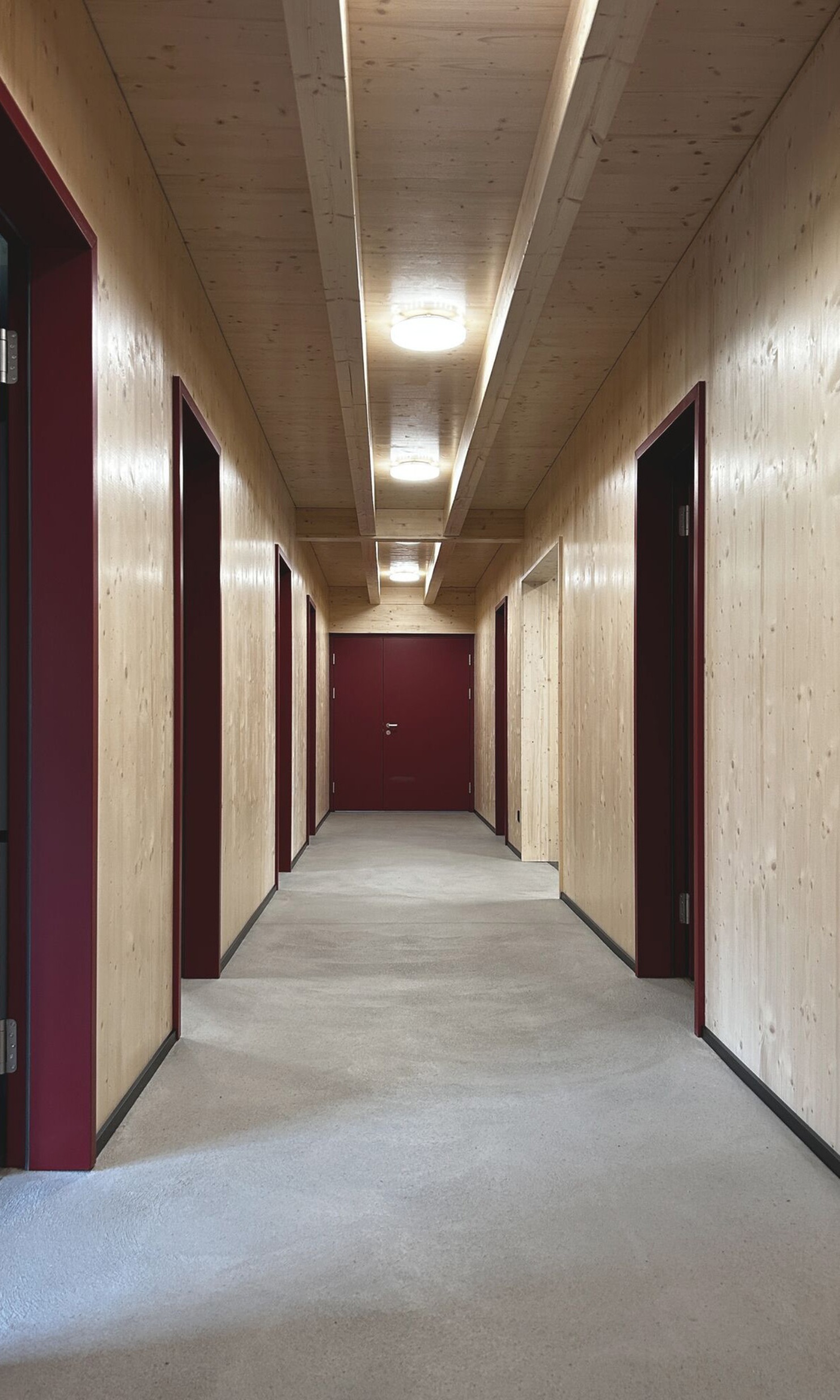 View into the corridor of the new building for the scouts